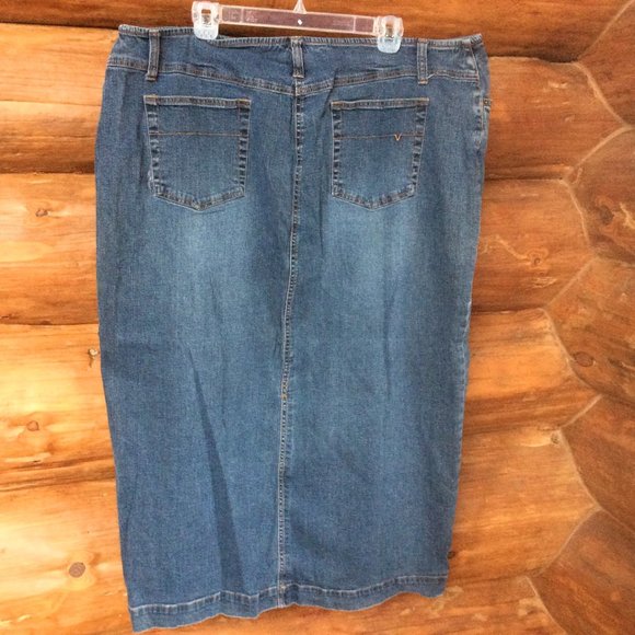 Vintage Y2K Medium Wash Western Denim Boho Venezia Festival Midi Skirt Size 22 - Picture 2 of 5